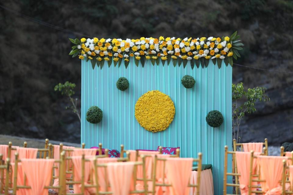 Riverside haldi ceremony destination wedding Rishikesh
